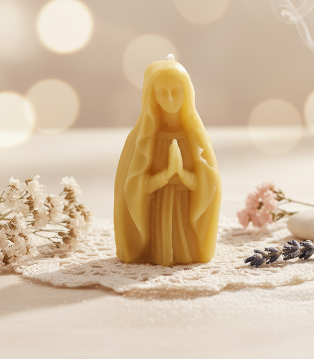 Beeswax blessed Virgin Mary statue | candle