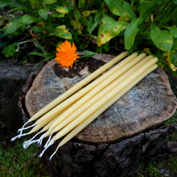 Beeswax Thin Taper Candles  25cm 3+ hour burn time