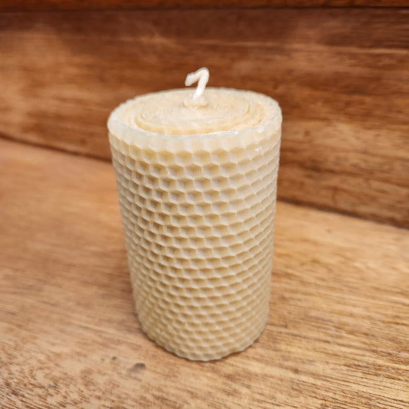 Rolled Beeswax pillar candle 30 + hour burn