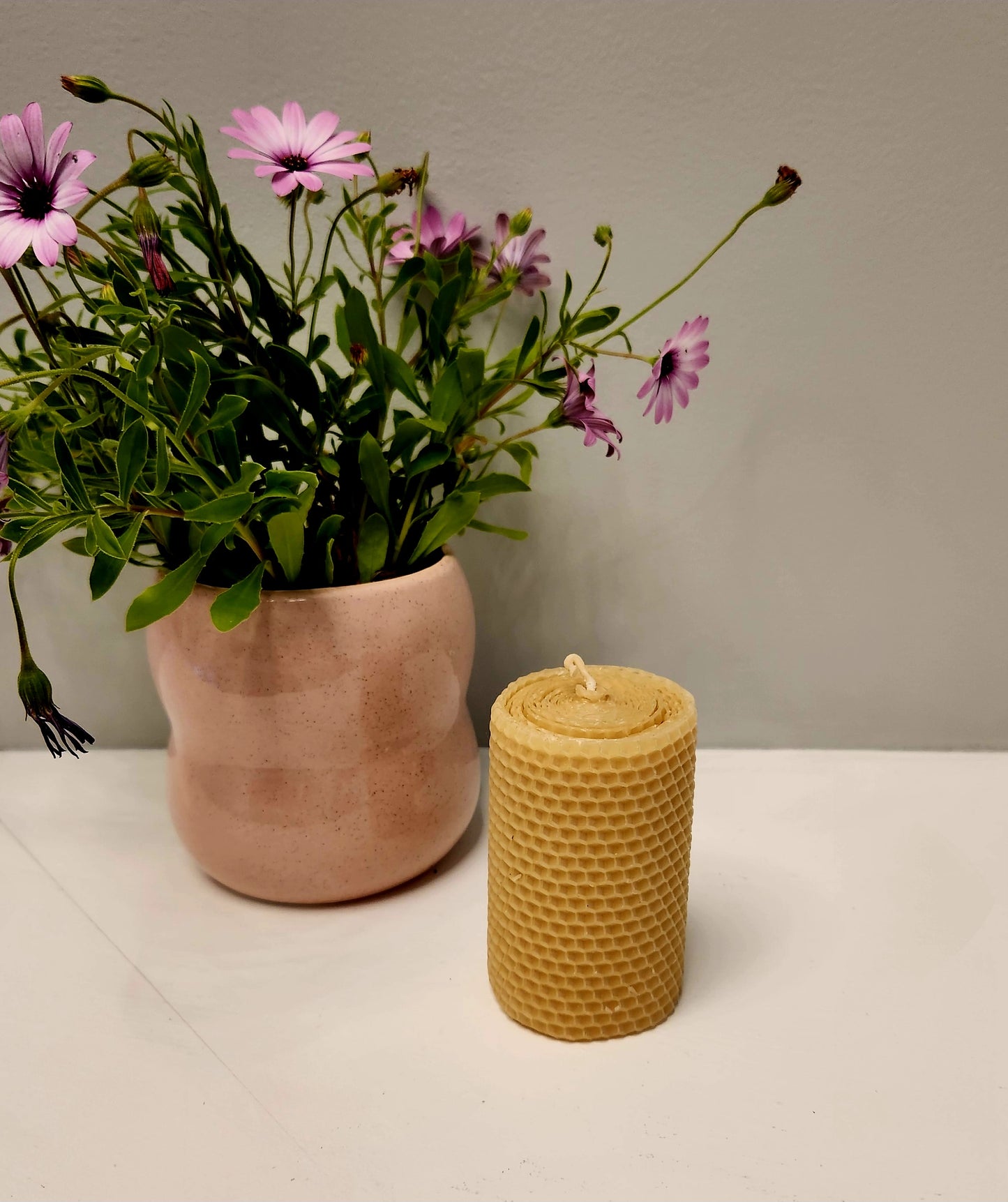 Rolled Beeswax pillar candle 30 + hour burn