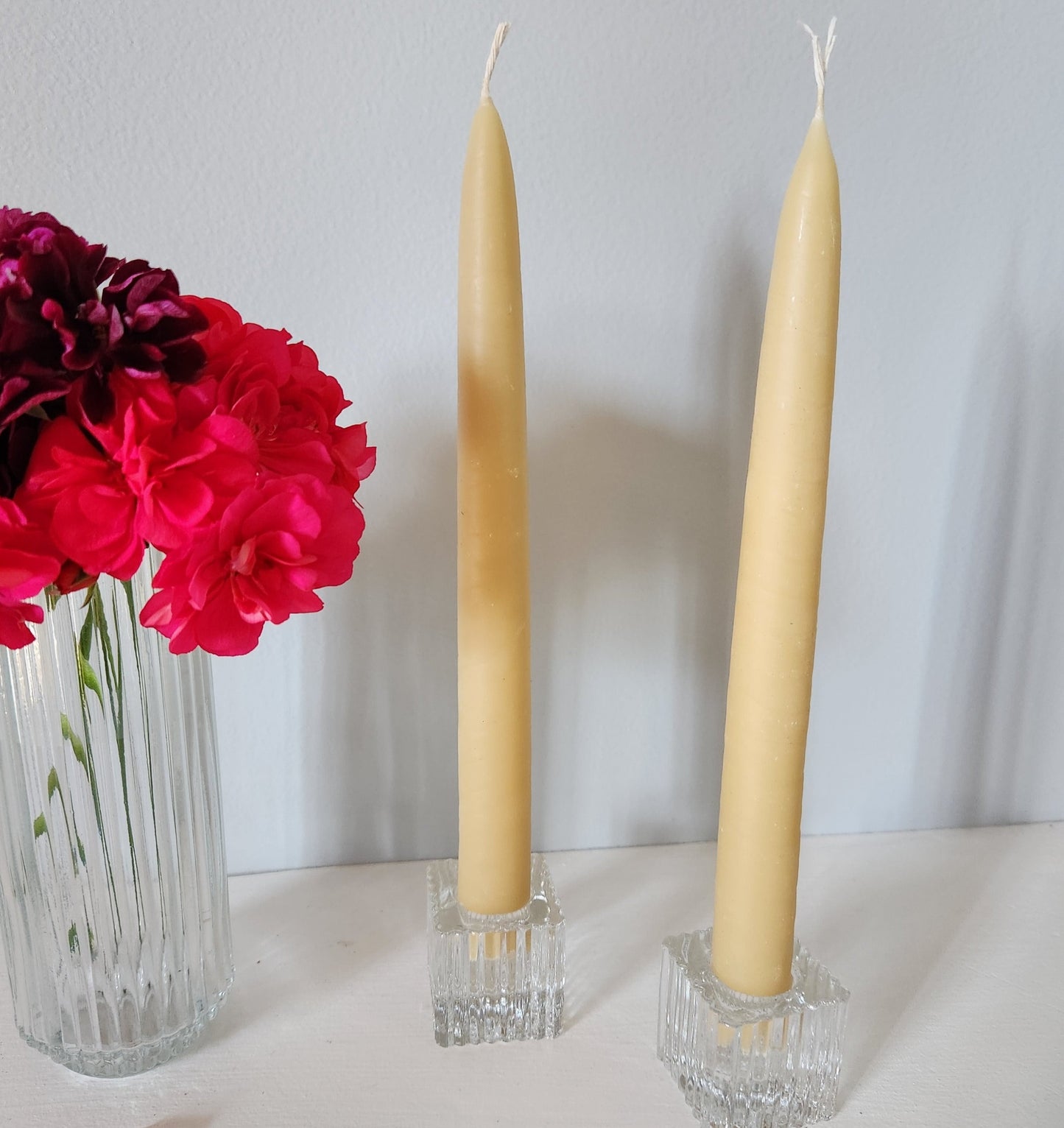 Bundle pack - Glass candle holders with beeswax tapers