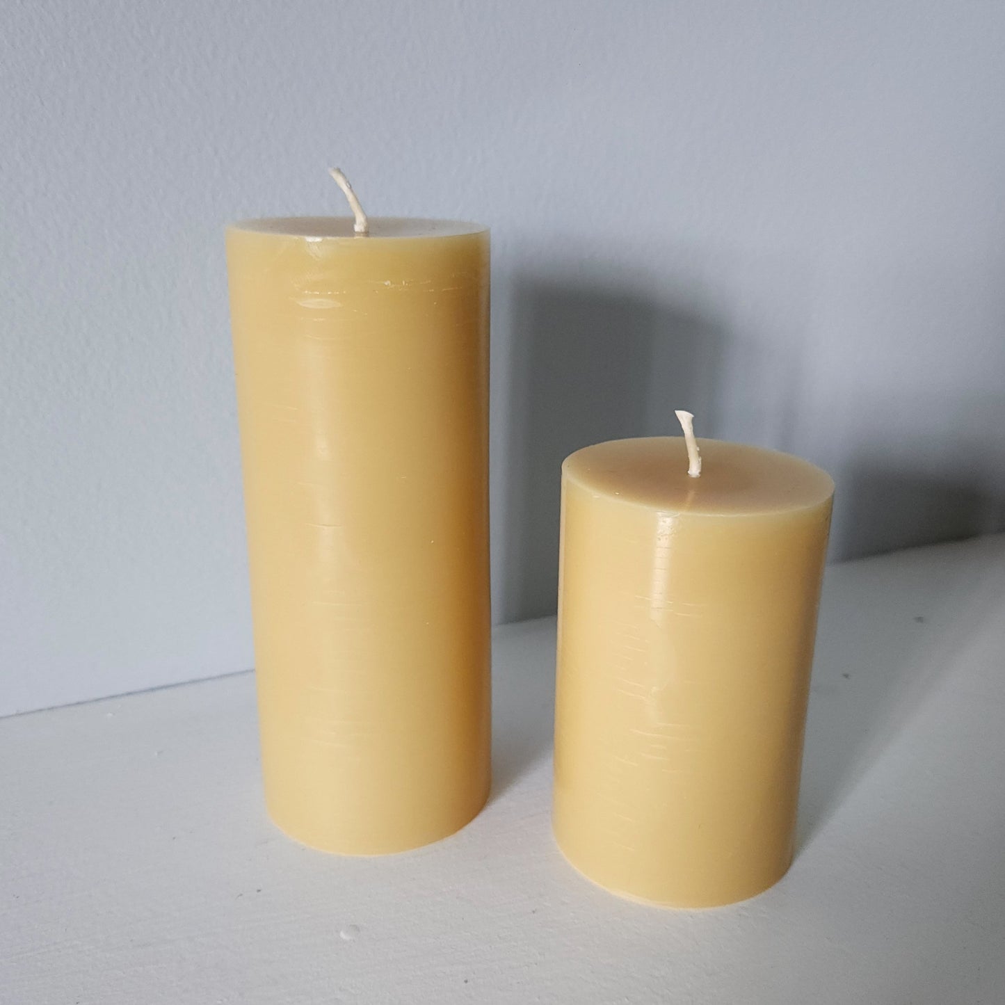 Pure Beeswax pillar duo