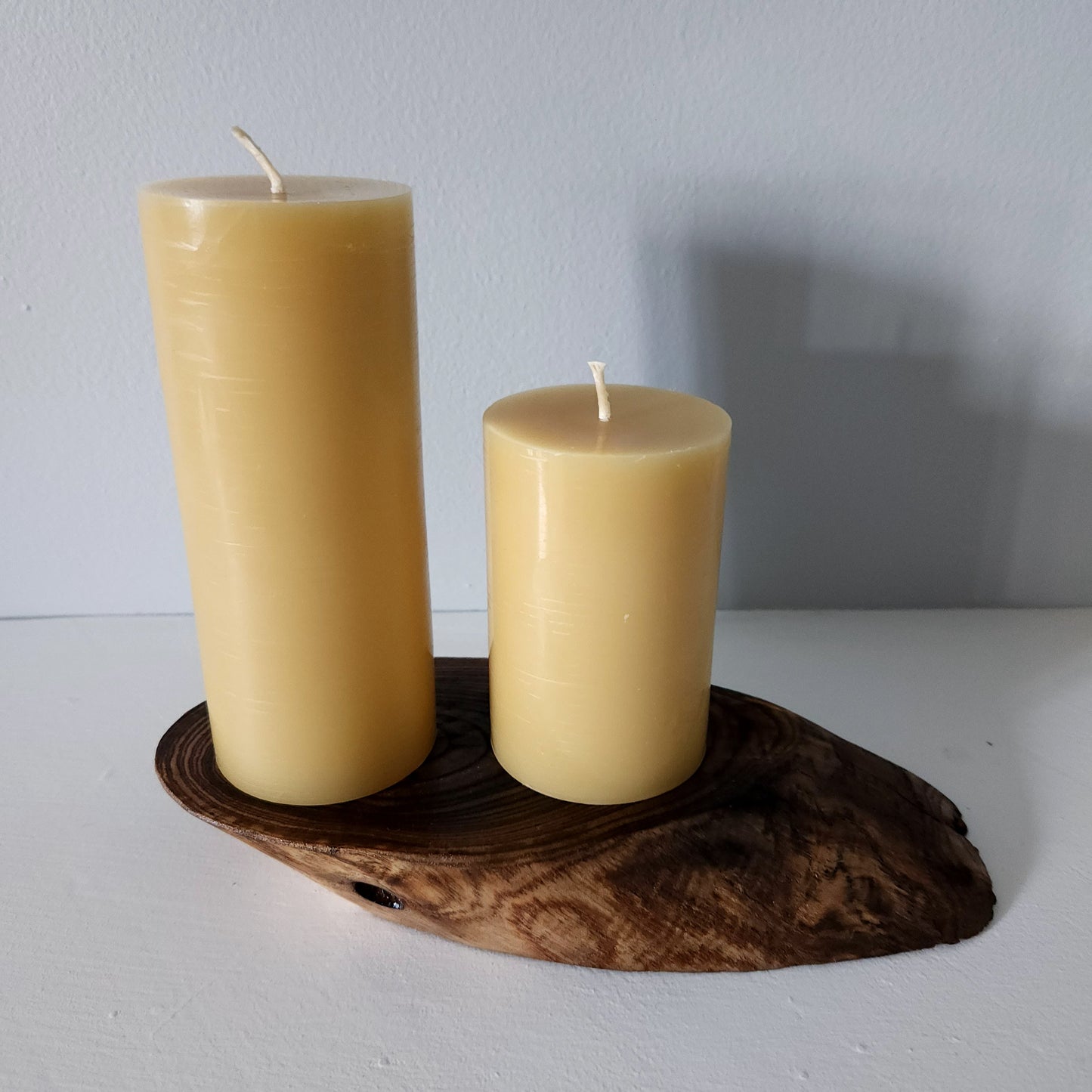 Pure Beeswax pillar duo