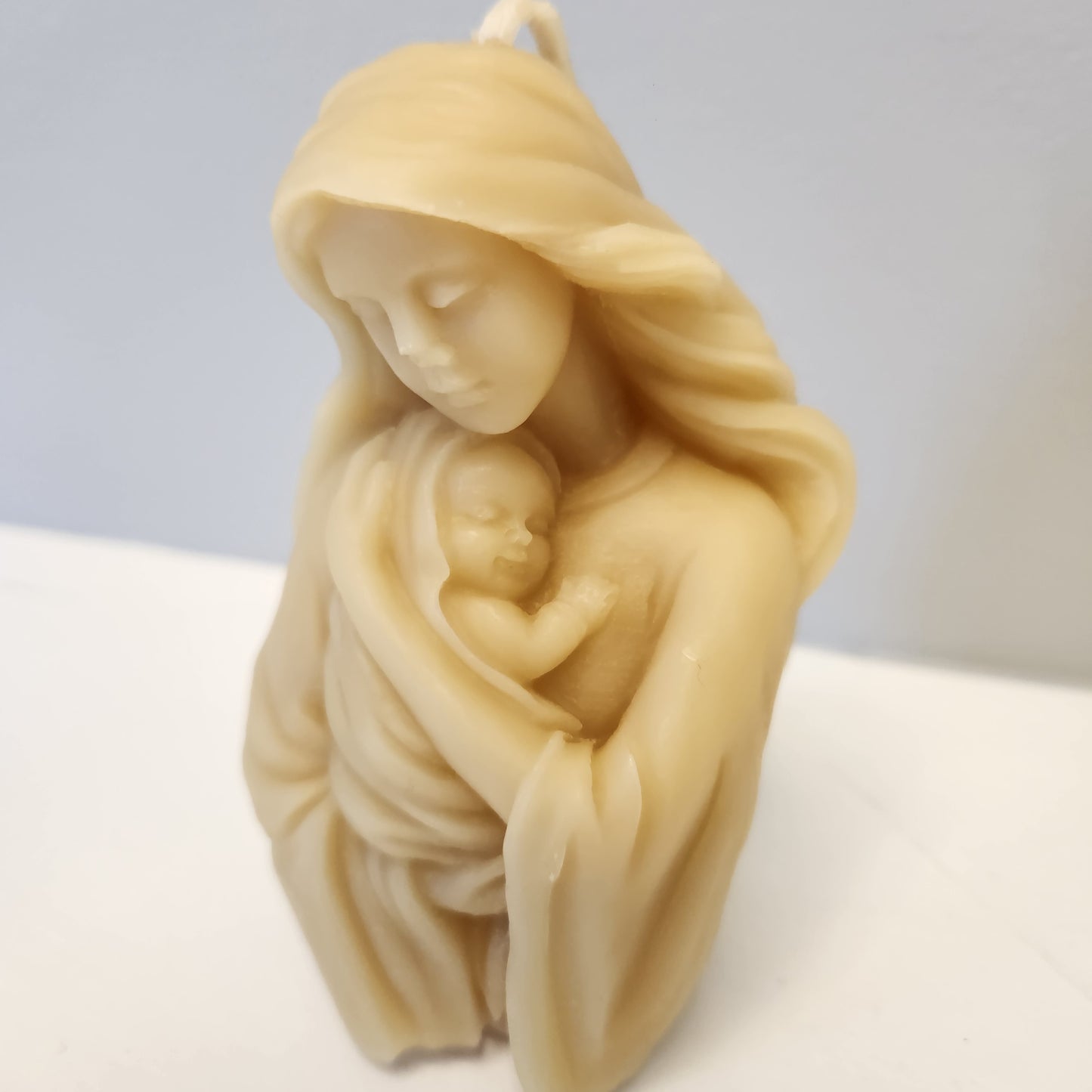 Beeswax Large Pillar of Virgin Mary with Baby Jesus