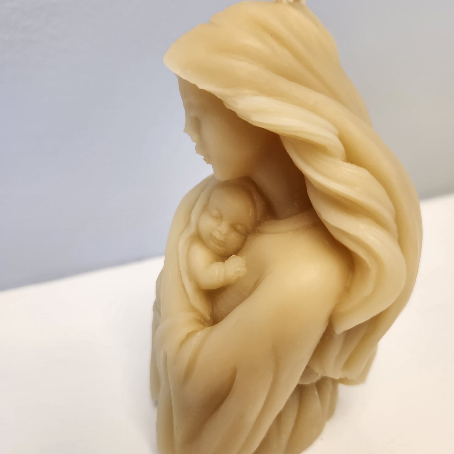 Beeswax Large Pillar of Virgin Mary with Baby Jesus