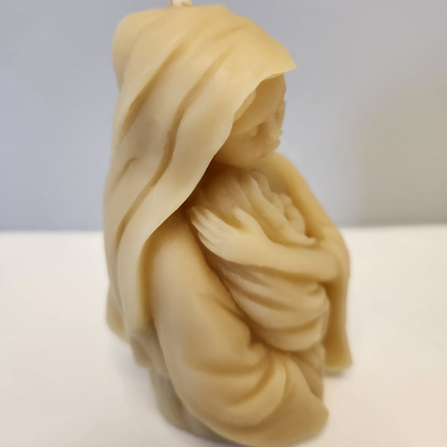 Beeswax Large Pillar of Virgin Mary with Baby Jesus