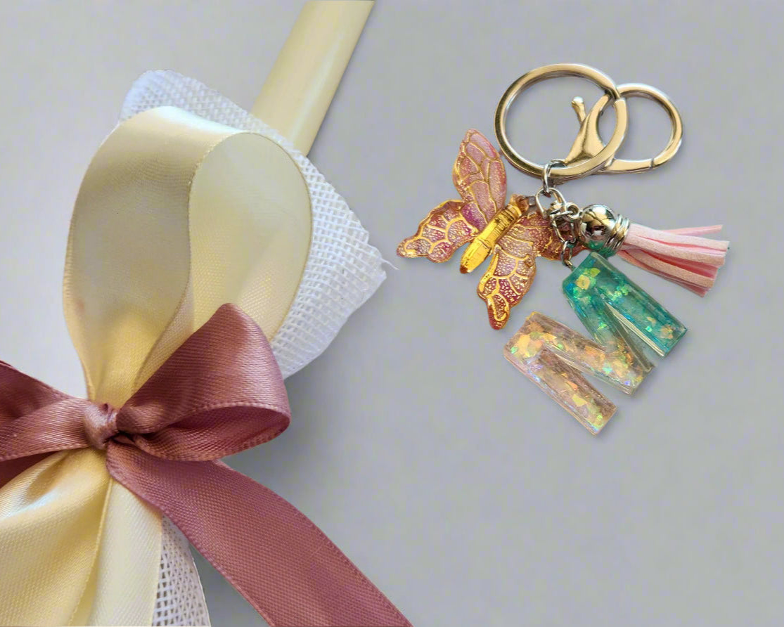 Orthodox Easter Lambathes - Candles for girls - letter keyring