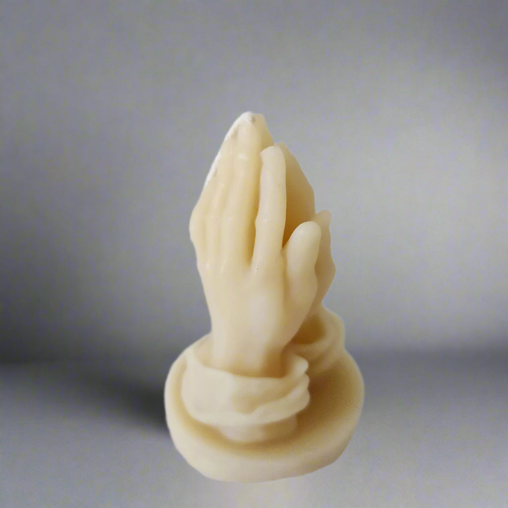 Mini prayer hands beeswax candle