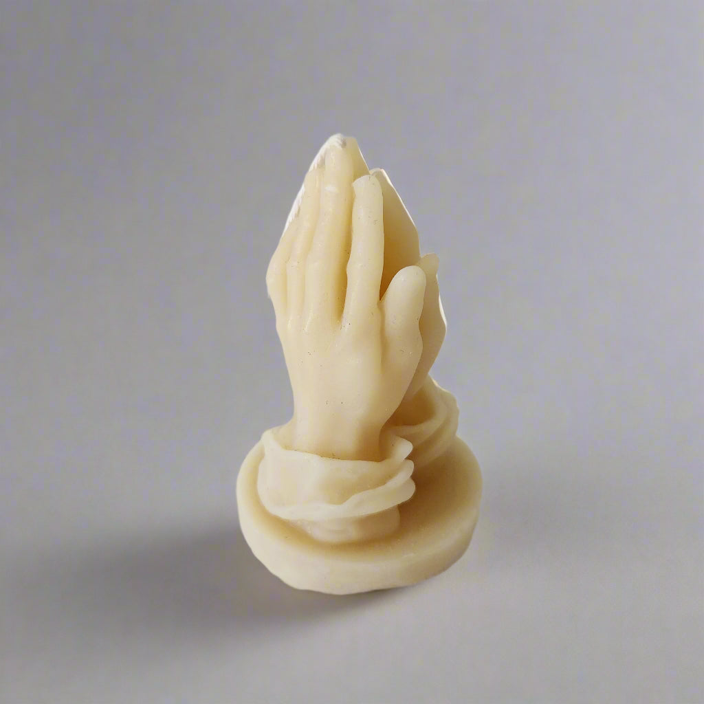 Mini prayer hands beeswax candle