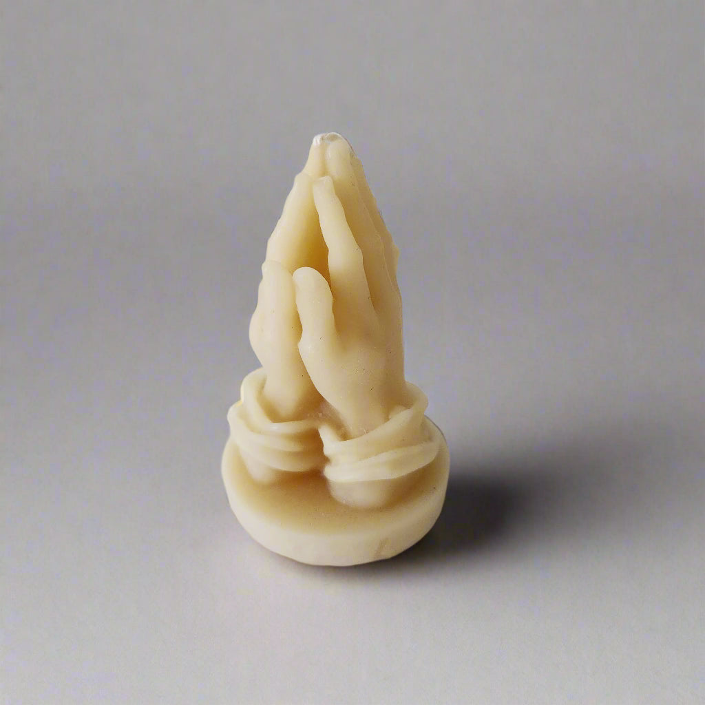 Mini prayer hands beeswax candle