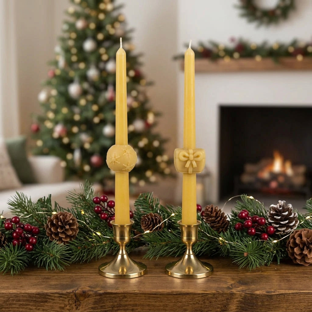 Christmas decorative beeswax taper candles