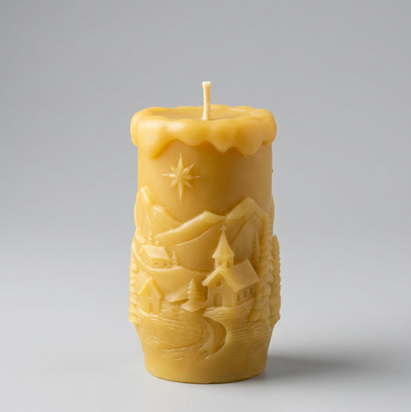 Beeswax Christmas pillar 10x5cm