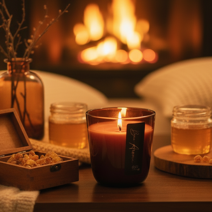 Australian Beeswax Candle in Amber Jar 40 hour burn time