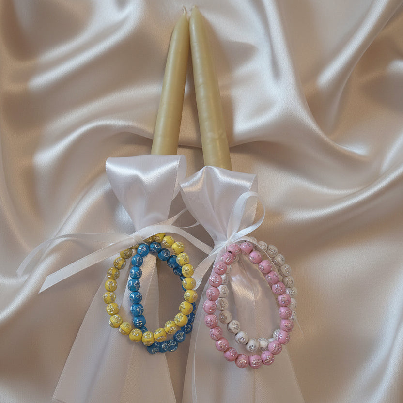 Palm Sunday candles - Orthodox Easter - Lambathes for kids - cross bracelets