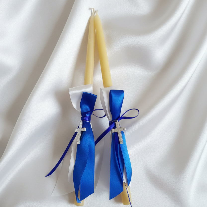 Easter Candles - Palm Sunday Lambathes - Orthodox Lambades with silver cross
