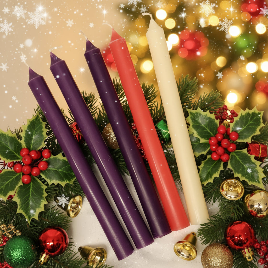Beeswax Christmas Advent Taper Candles