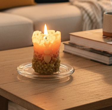 Bee Pillar Beeswax Candle - 8cm