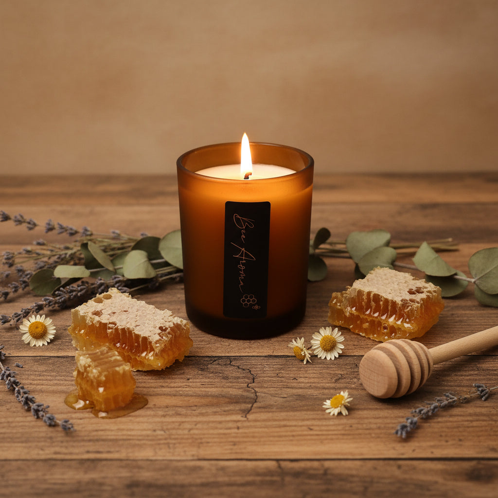 Australian Beeswax Candle 170 gr Amber Glow