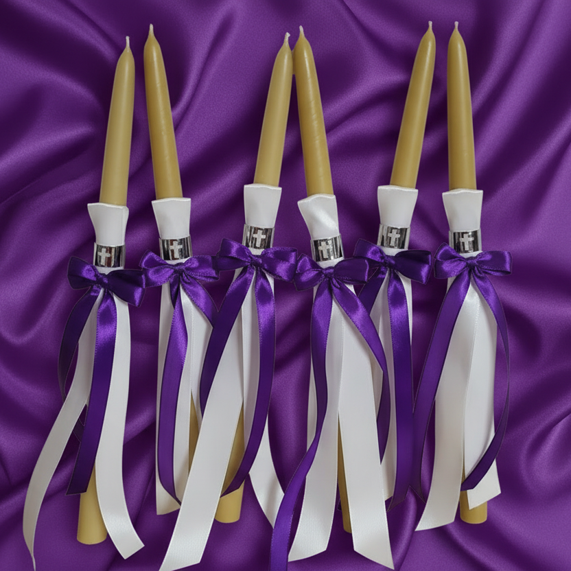 Orthodox Easter Palm Sunday Candles- Lambathes with cross cuff
