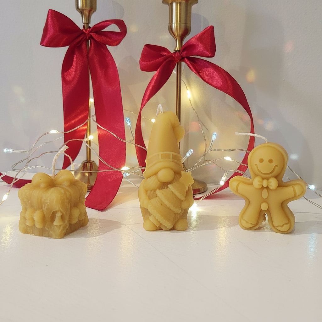 Christmas Beeswax Novelty Candles - Trio Gift Pack