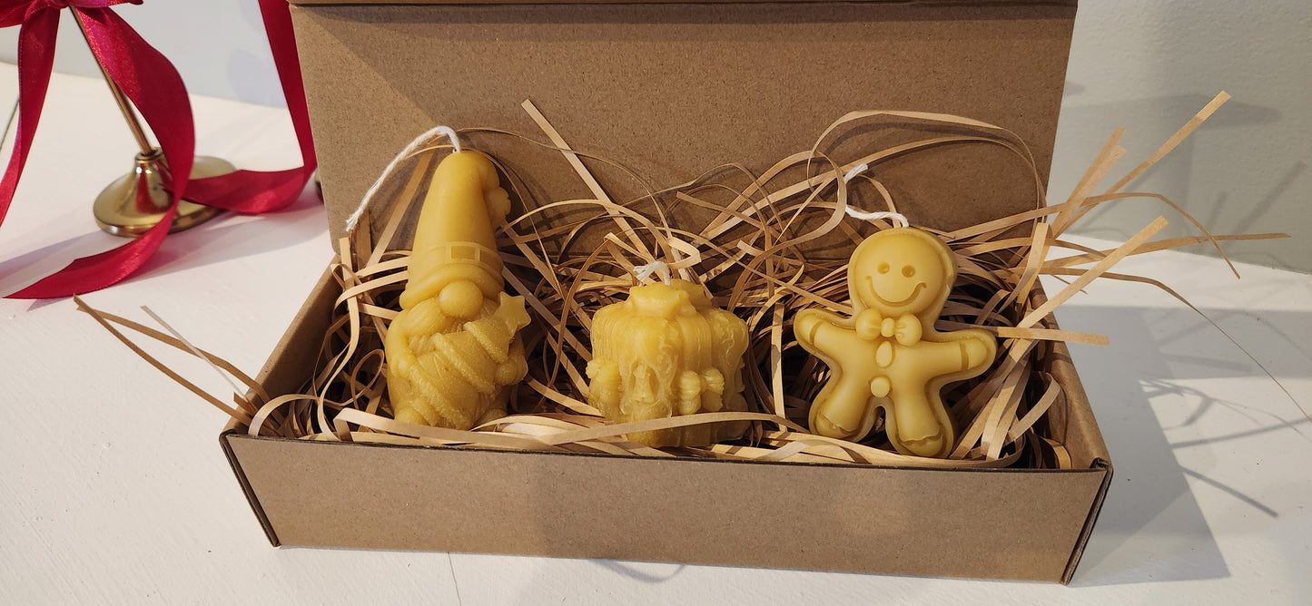 Christmas Beeswax Novelty Candles - Trio Gift Pack