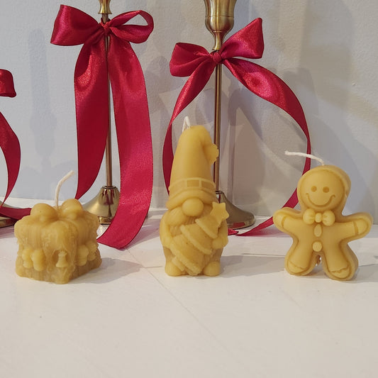 Christmas Beeswax Novelty Candles - Trio Gift Pack