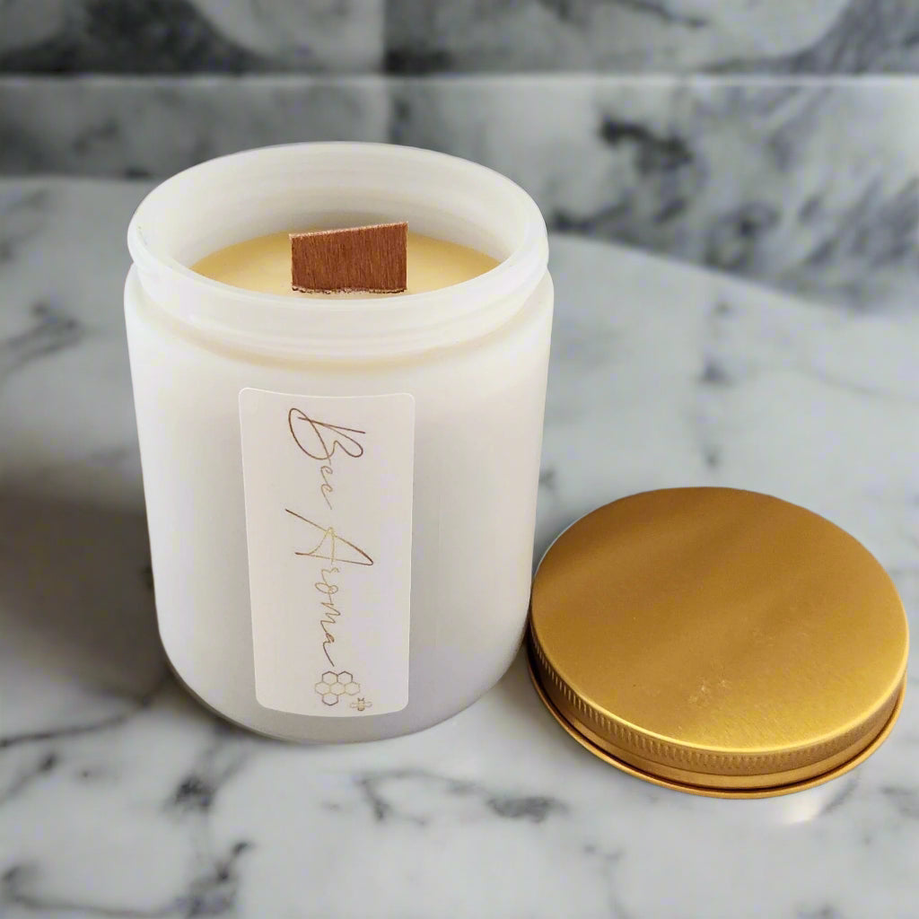 Beeswax wood wick candle 200 grams