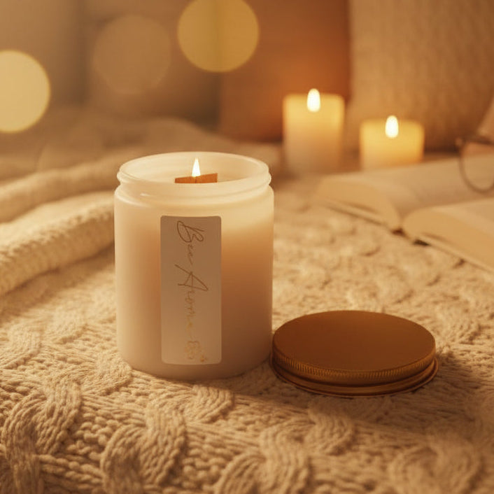 Beeswax wood wick candle 200 grams