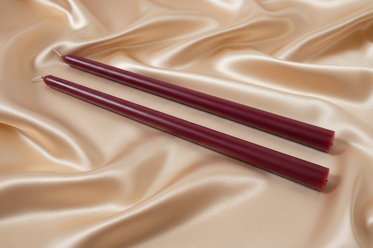 Beeswax burgundy taper candles - set of 2