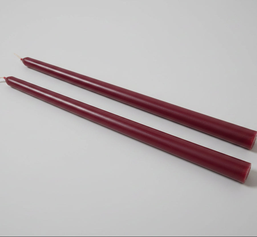 burgundy beeswax taper cadles