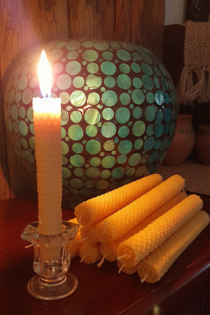 Honeycomb Beeswax rolled dinner | taper candle