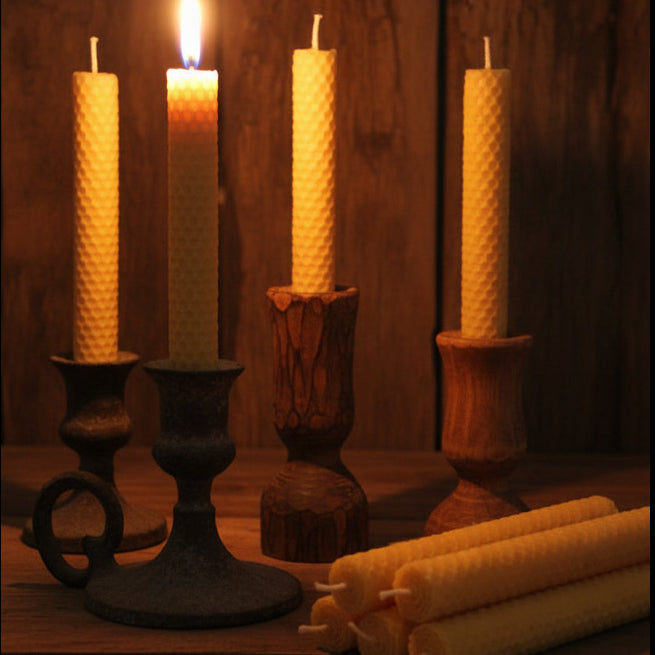 Honeycomb Beeswax rolled dinner | taper candle