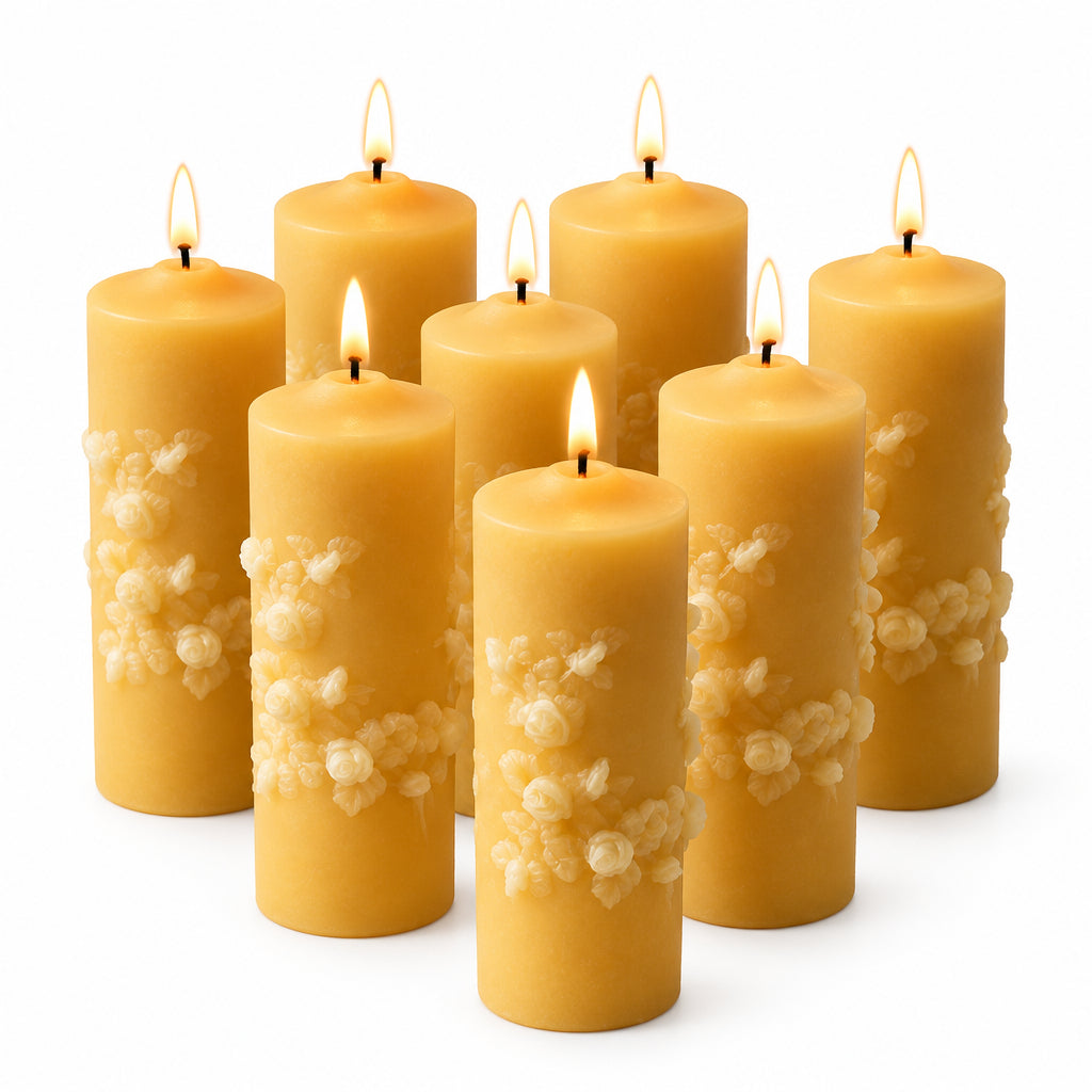 Mini rose beeswax pillar candle