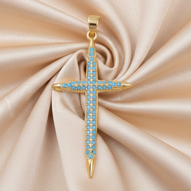 Beeswax Palm Sunday Orthodox Easter candles Gold torquoise cross