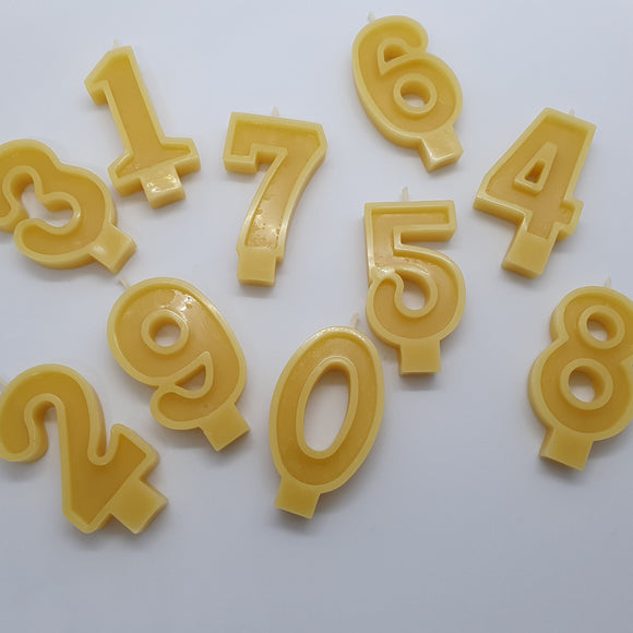 Beeswax birthday number candles