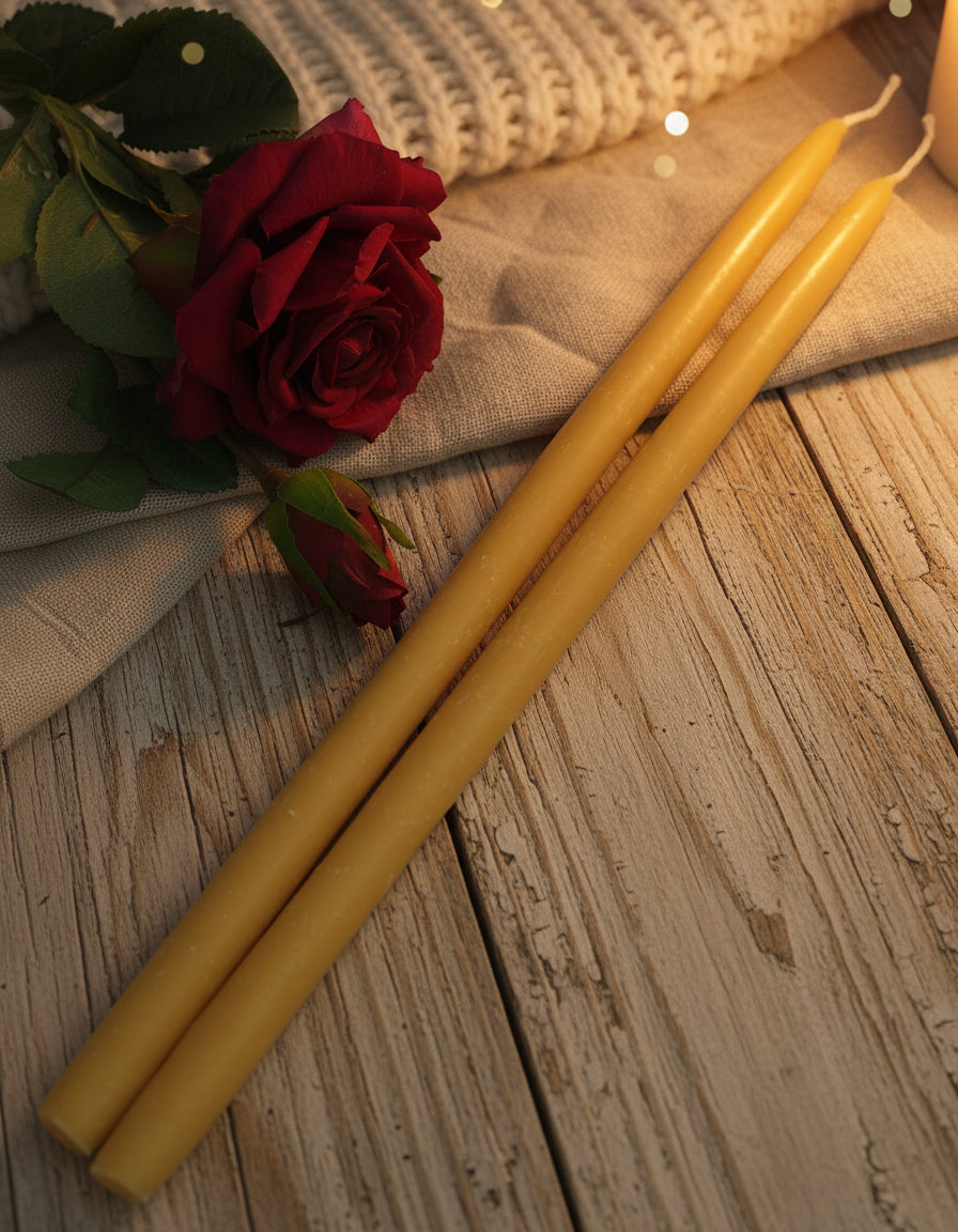 Beeswax Tall Dinner Taper Candle 35cm 12+ hour burn time