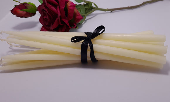 White Beeswax Birthday / thin candle sticks 25 cm with 3 hour burn time