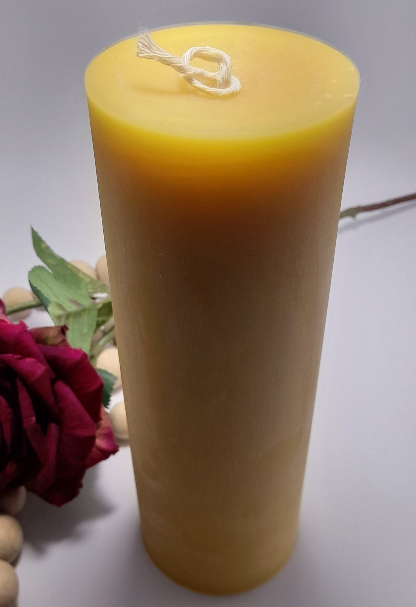 Extra large beeswax pillar candle 22cm
