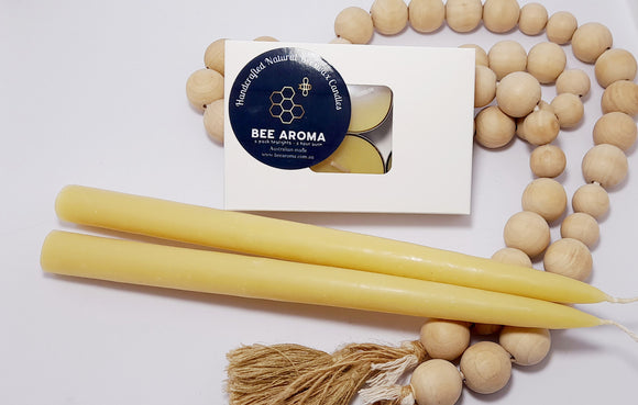 Beeswax Taper Candle and Tealight Pack