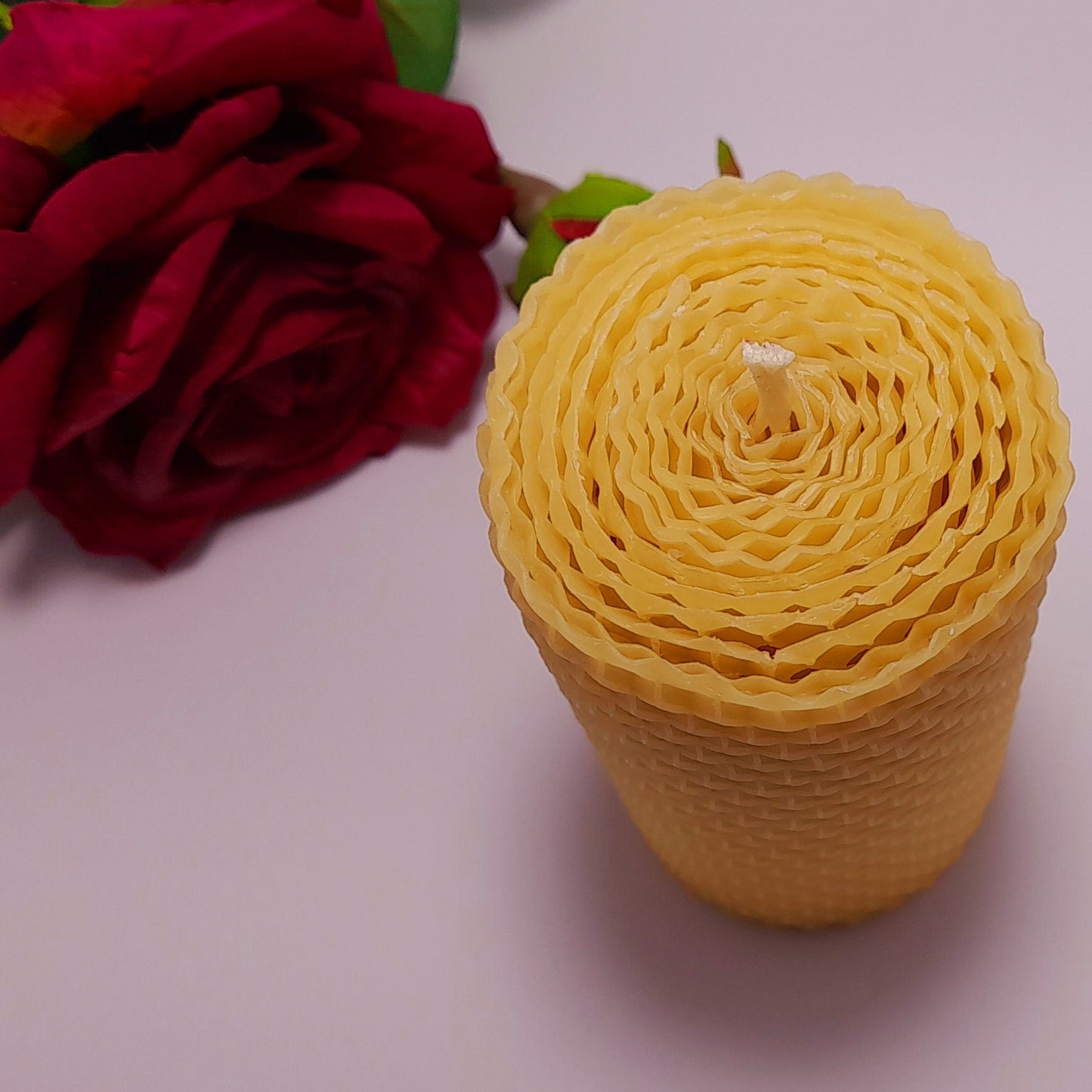 Rolled Beeswax pillar candle 30 + hour burn