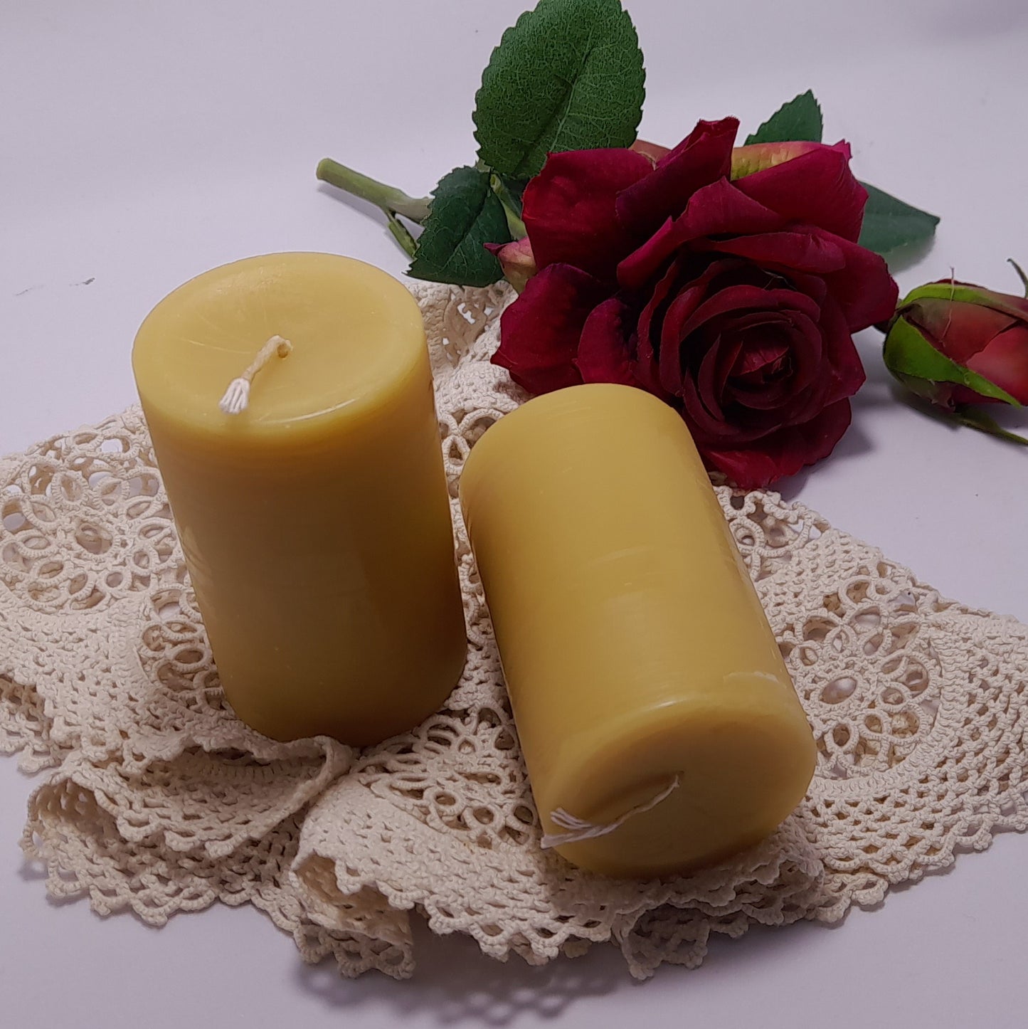 Pair of Small Australian Beeswax pillar Candles