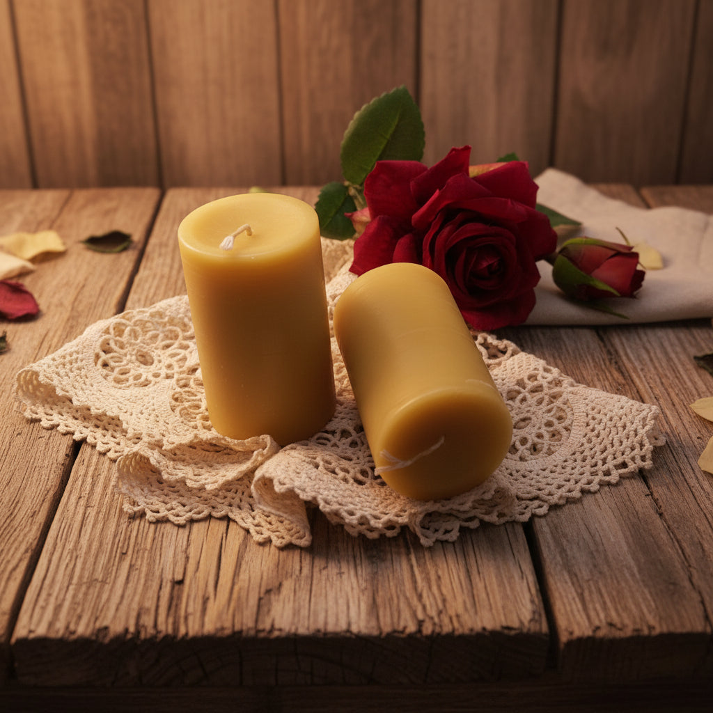 Australian Beeswax Small Pillar Candles 8cm