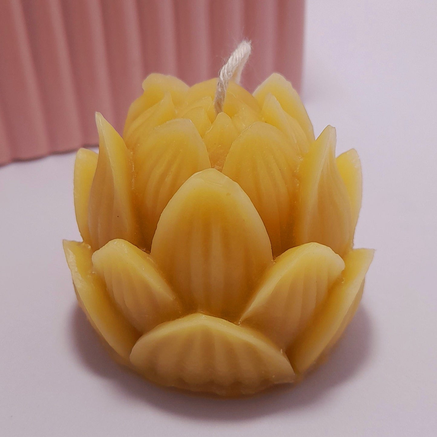 Lotus flower beeswax candle