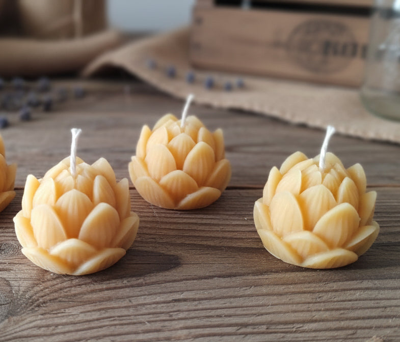 Lotus flower beeswax candle