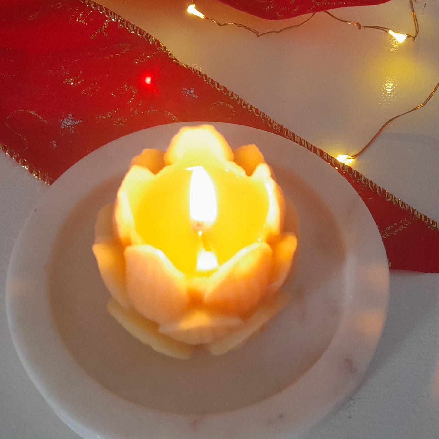 Lotus flower beeswax candle