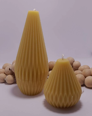 Geometric Beeswax pillar candle set
