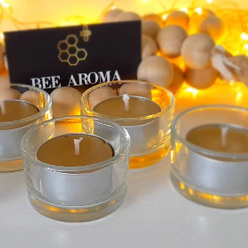 Tealight starter pack | 6 pack beeswax tealights with 6 glass holders