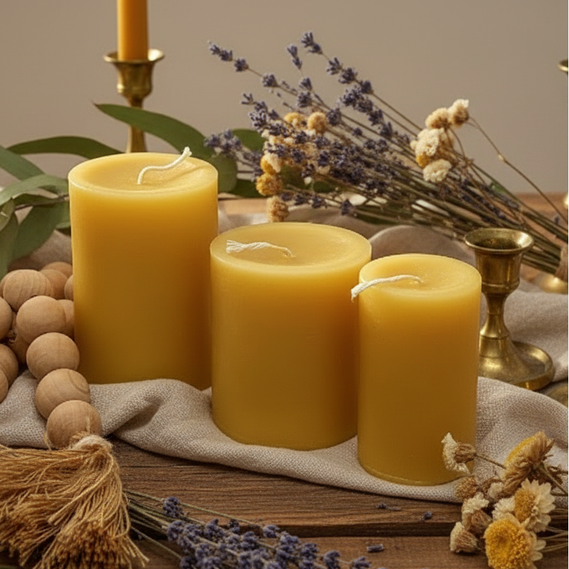 3 BEESWAX PILLARS