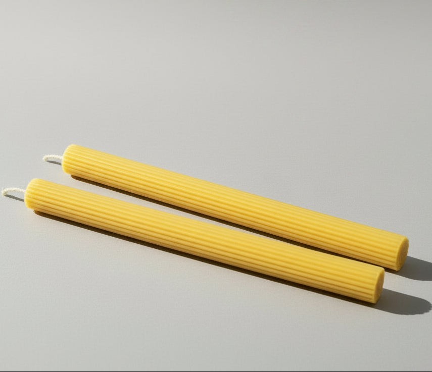 Beeswax ribbed dinner candles set of 2