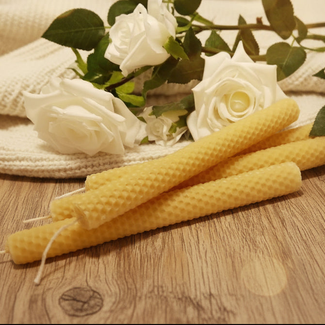 Honeycomb Beeswax rolled dinner | taper candle
